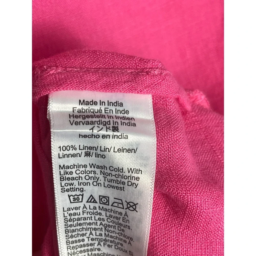 J.Crew Captain Linen Shirt Dress Pink Button Front Pockets Women's Medium